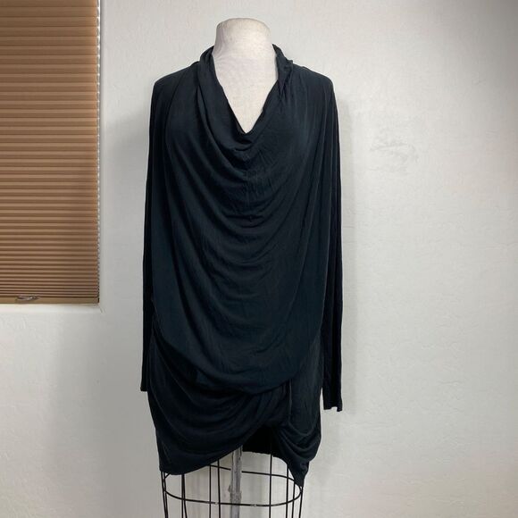 ALLSAINTS Amei 10 black cowl neck draped mini dress - Picture 2 of 8